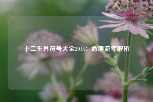 十二生肖符号大全2015：命理流年解析