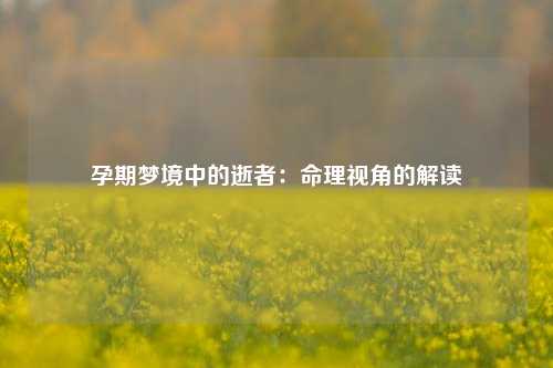 孕期梦境中的逝者：命理视角的解读